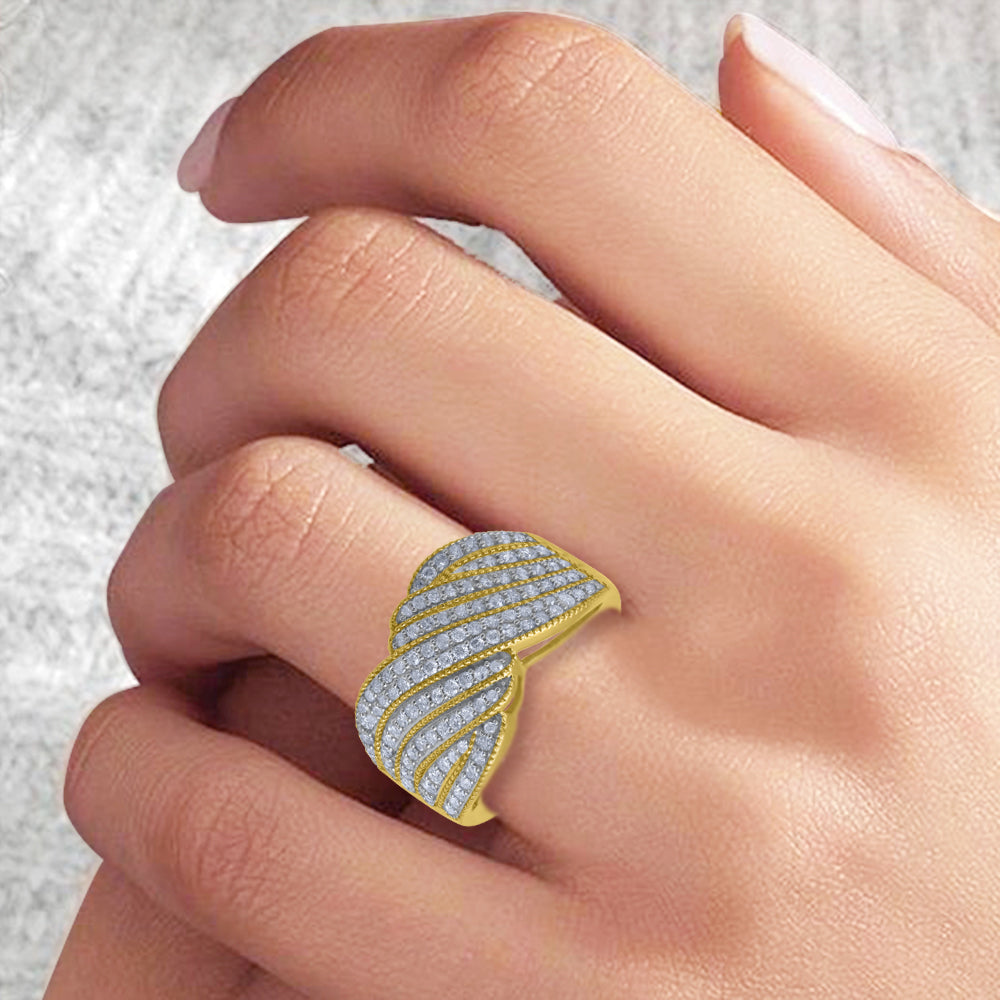 Layered Wave Multi Row Band in 14KT Gold