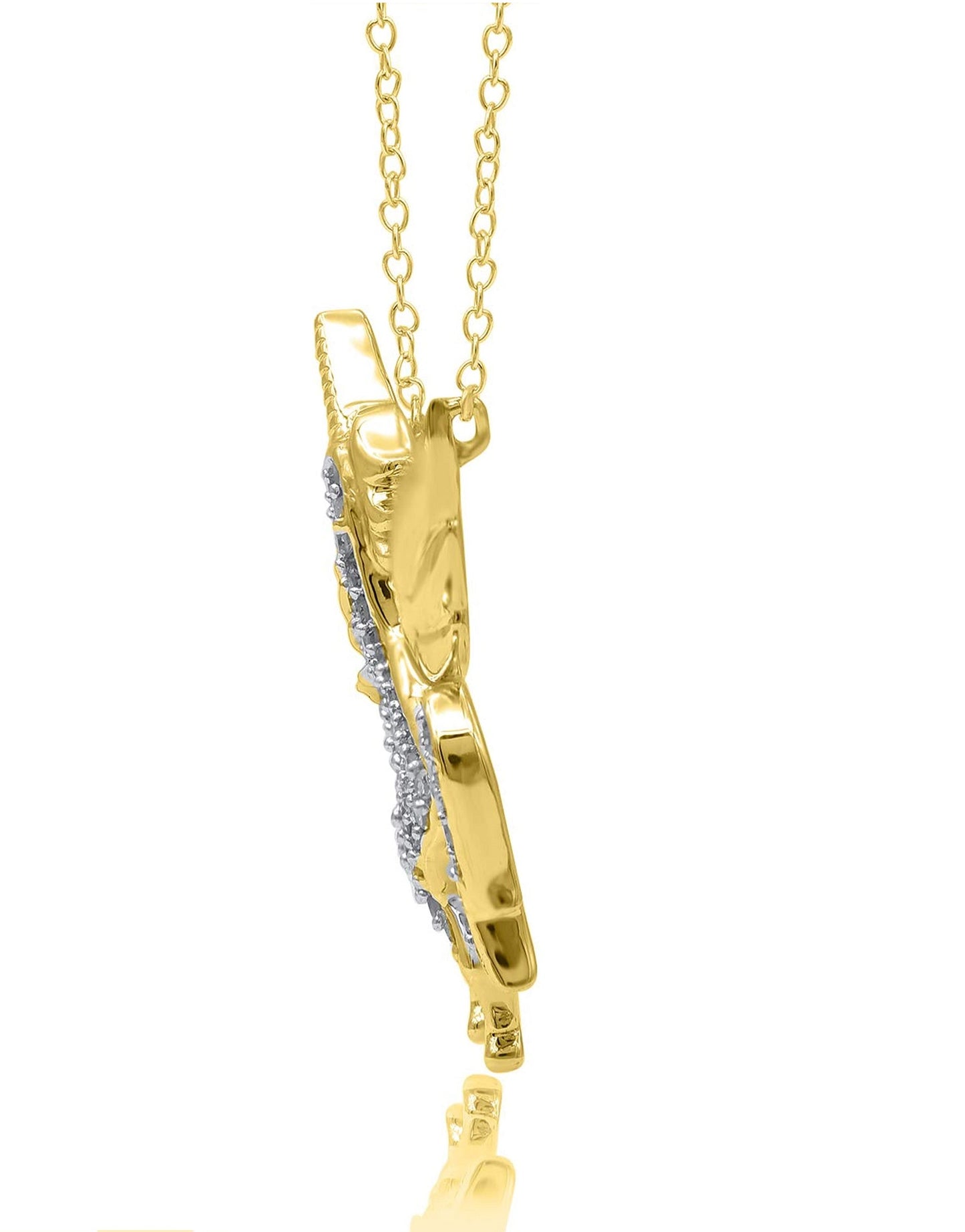 Flying Unicorn Horse Pendant Necklace in 10K Gold