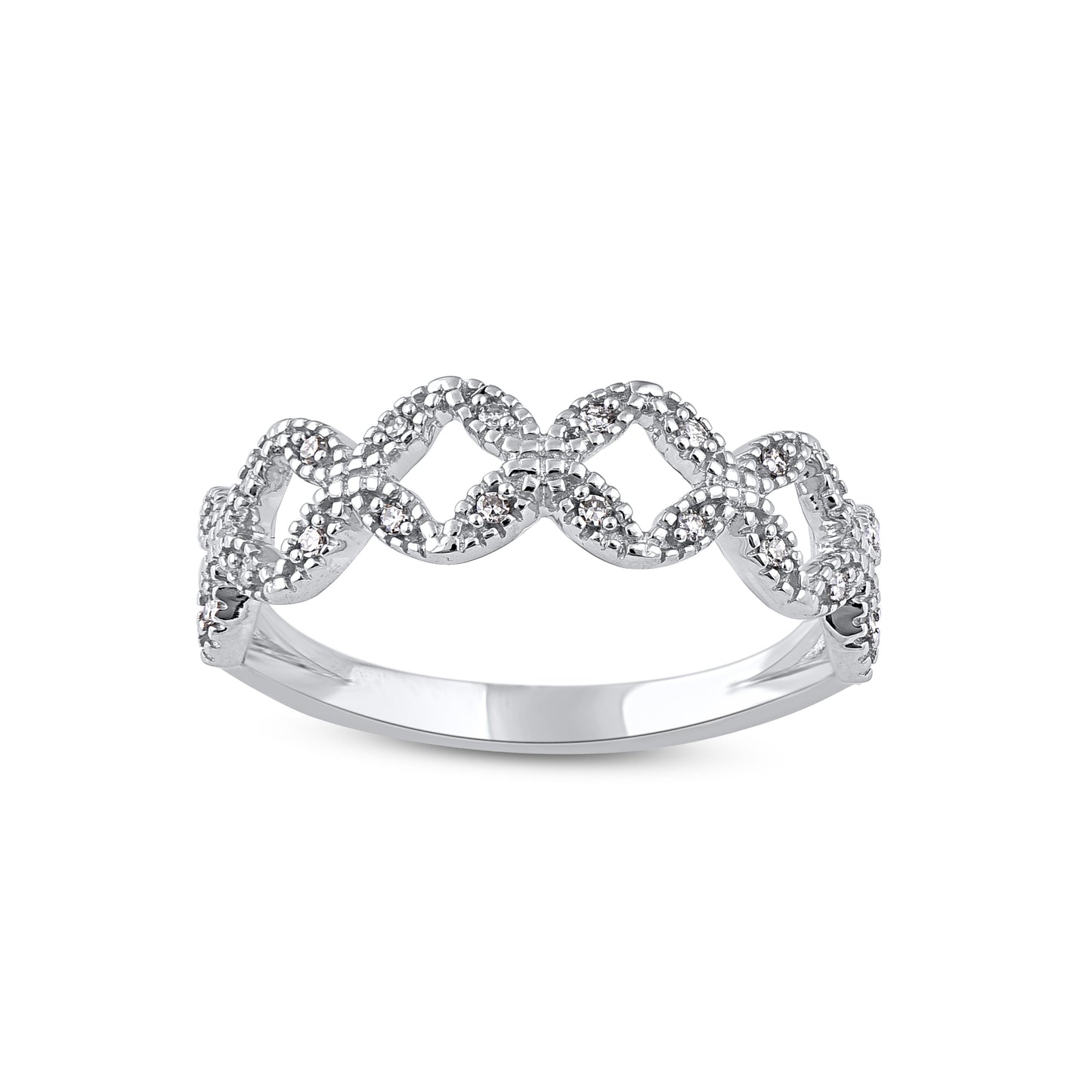 0.06 CT Interlinked Half Eternity Diamond Ring in 10KT White Gold