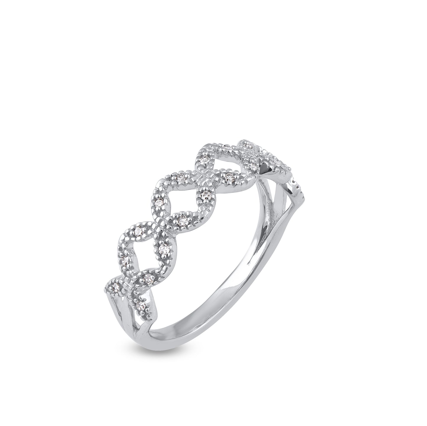 0.06 CT Interlinked Half Eternity Diamond Ring in 10KT White Gold