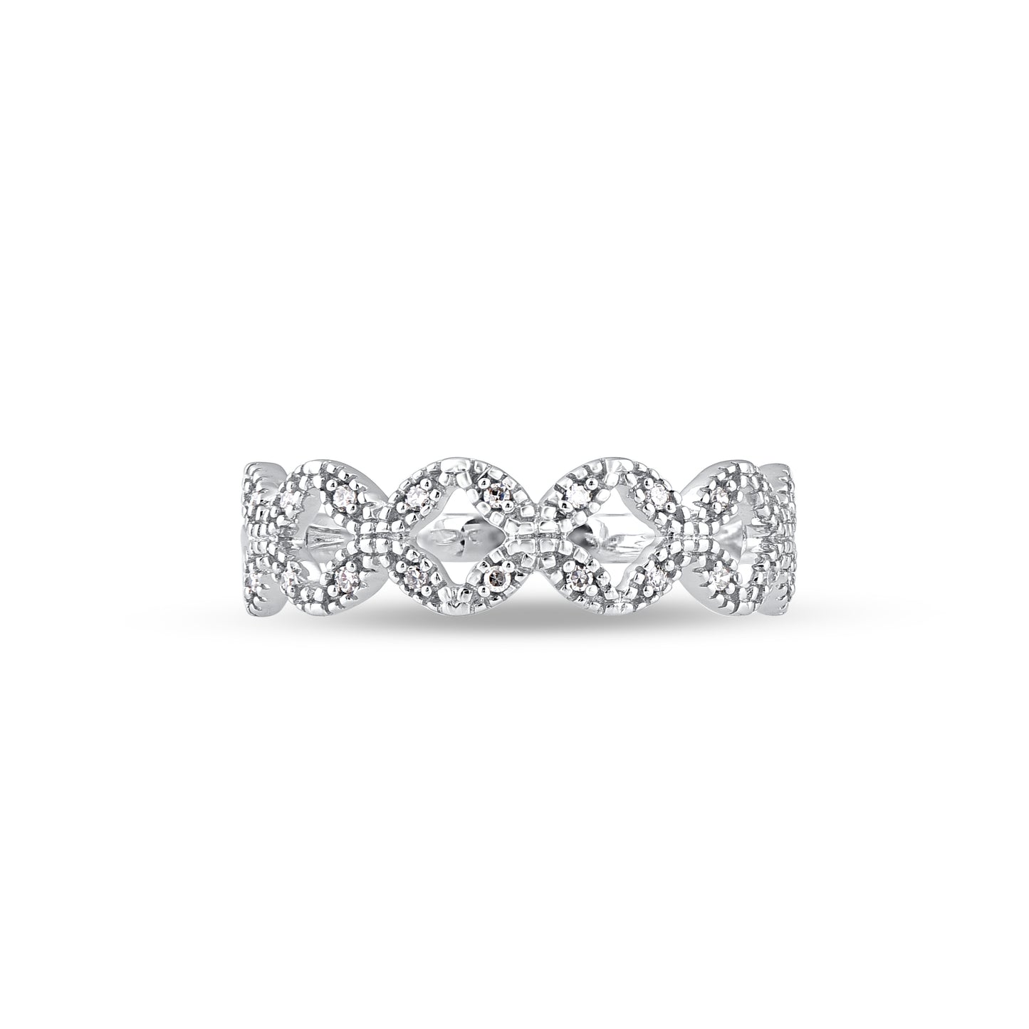 0.06 CT Interlinked Half Eternity Diamond Ring in 10KT White Gold