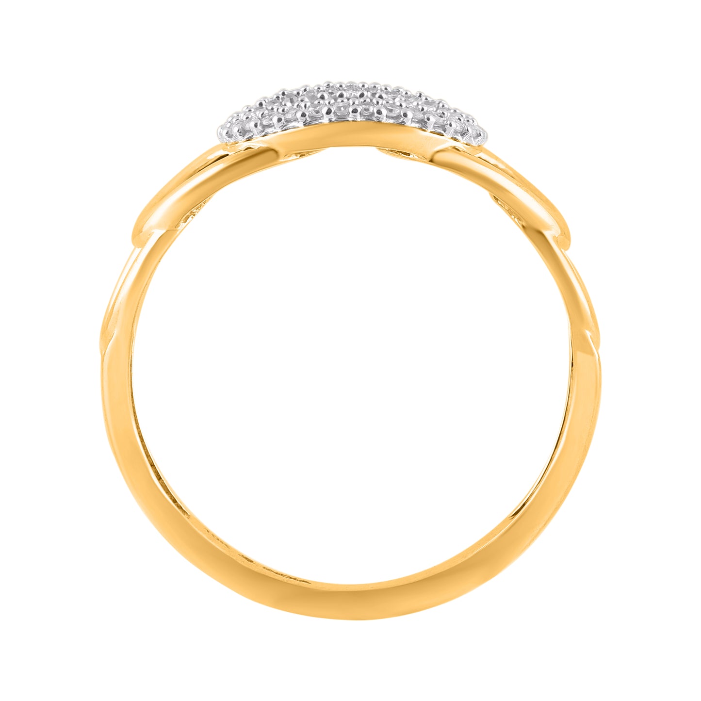 0.12 Carat Diamond Oval Link Band Ring 14K Yellow Gold