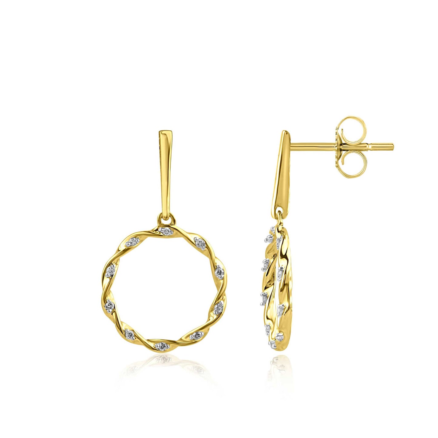 Twisted Circle Stud Earrings in 10KT Gold