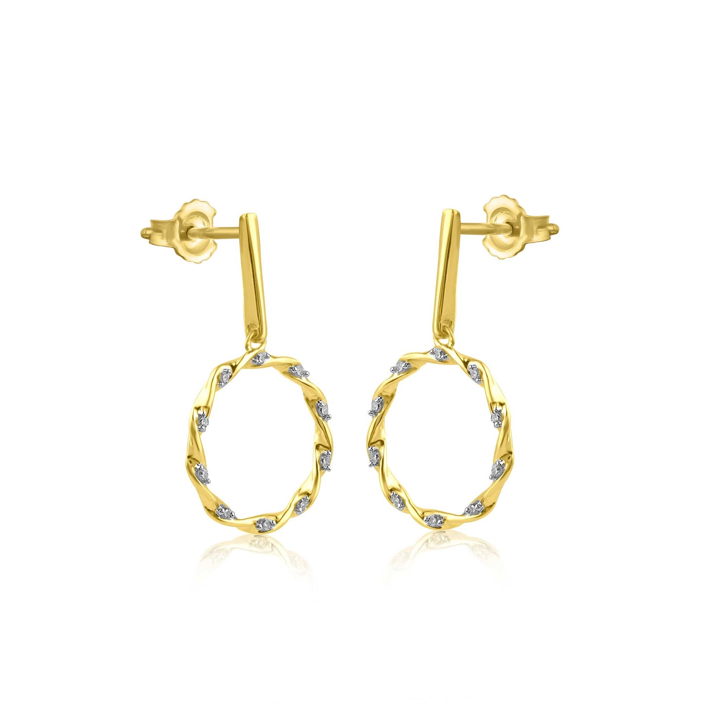 Twisted Circle Stud Earrings in 10KT Gold