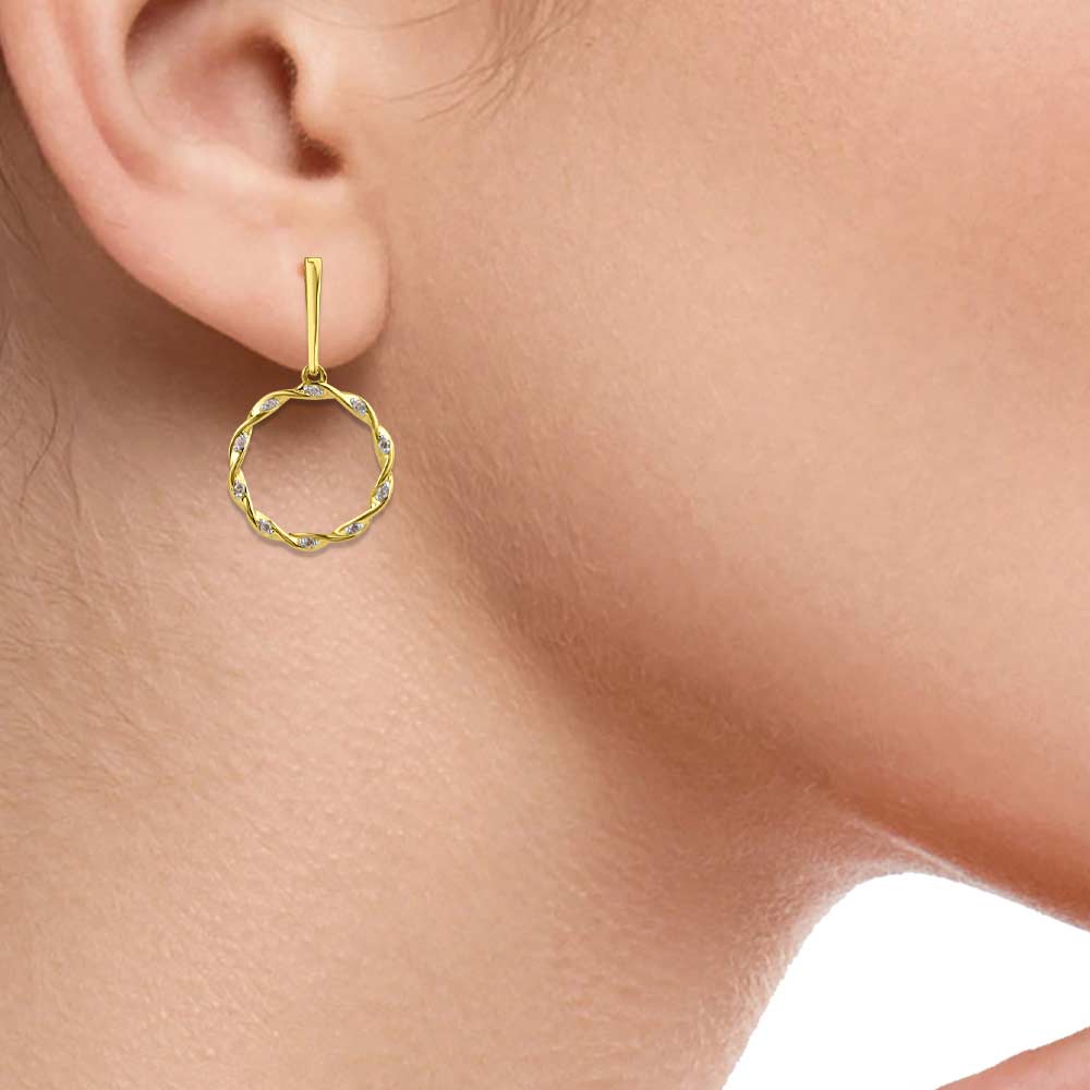 Twisted Circle Stud Earrings in 10KT Gold