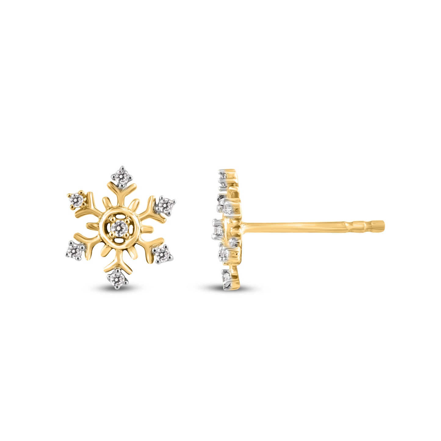 Snowflake Stud Earrings in 10KT Gold