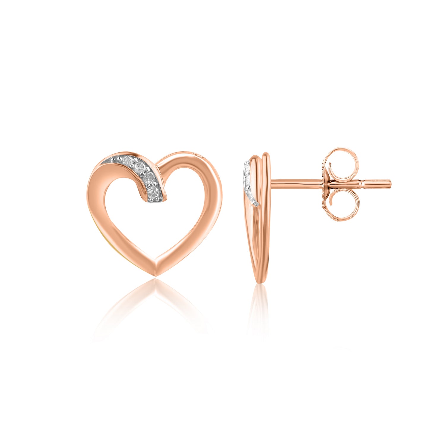 Heart Stud Earrings in 10KT Gold