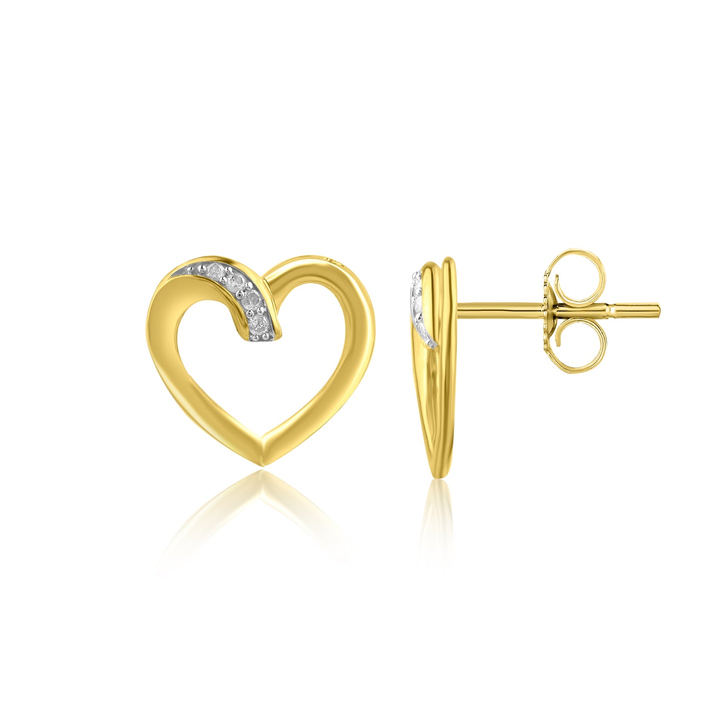 Heart Stud Earrings in 10KT Gold
