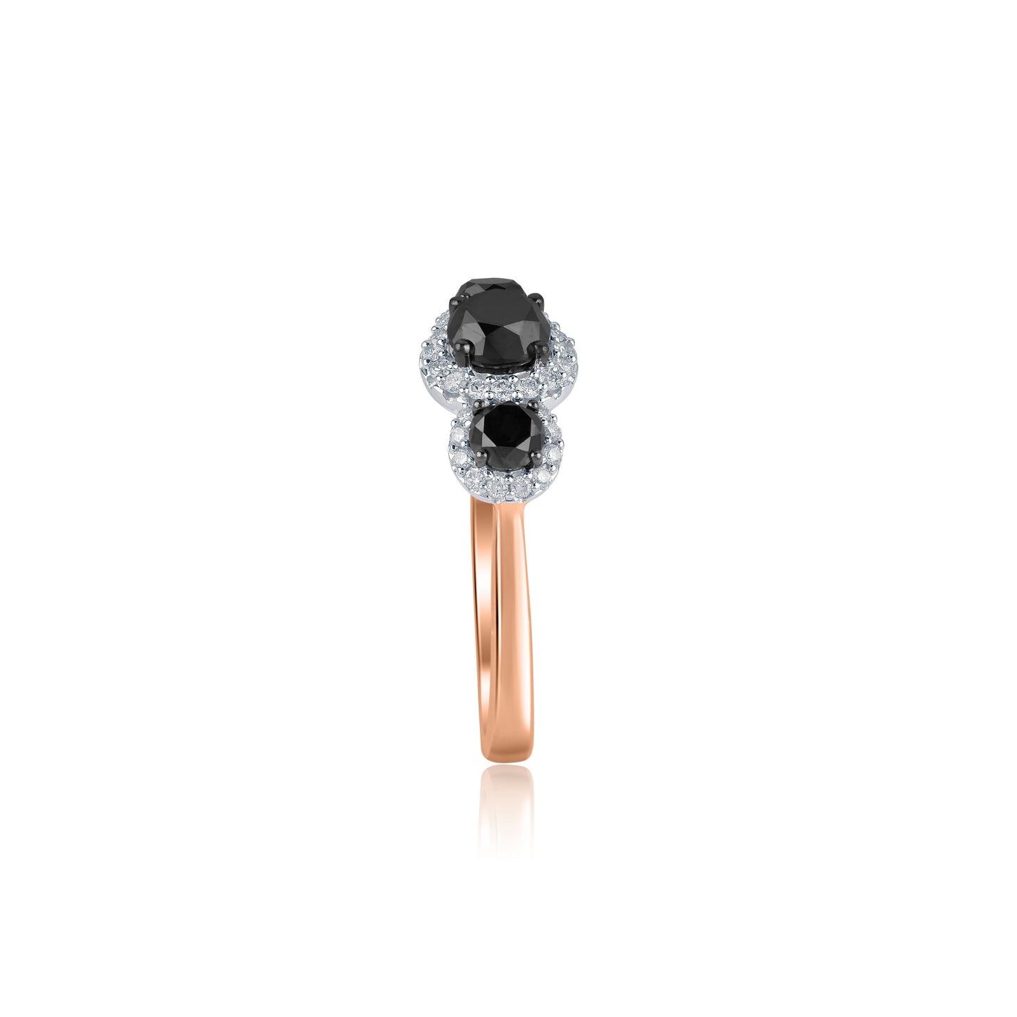 1.70 CT Three Stone Black Diamond Ring in 10KT Gold