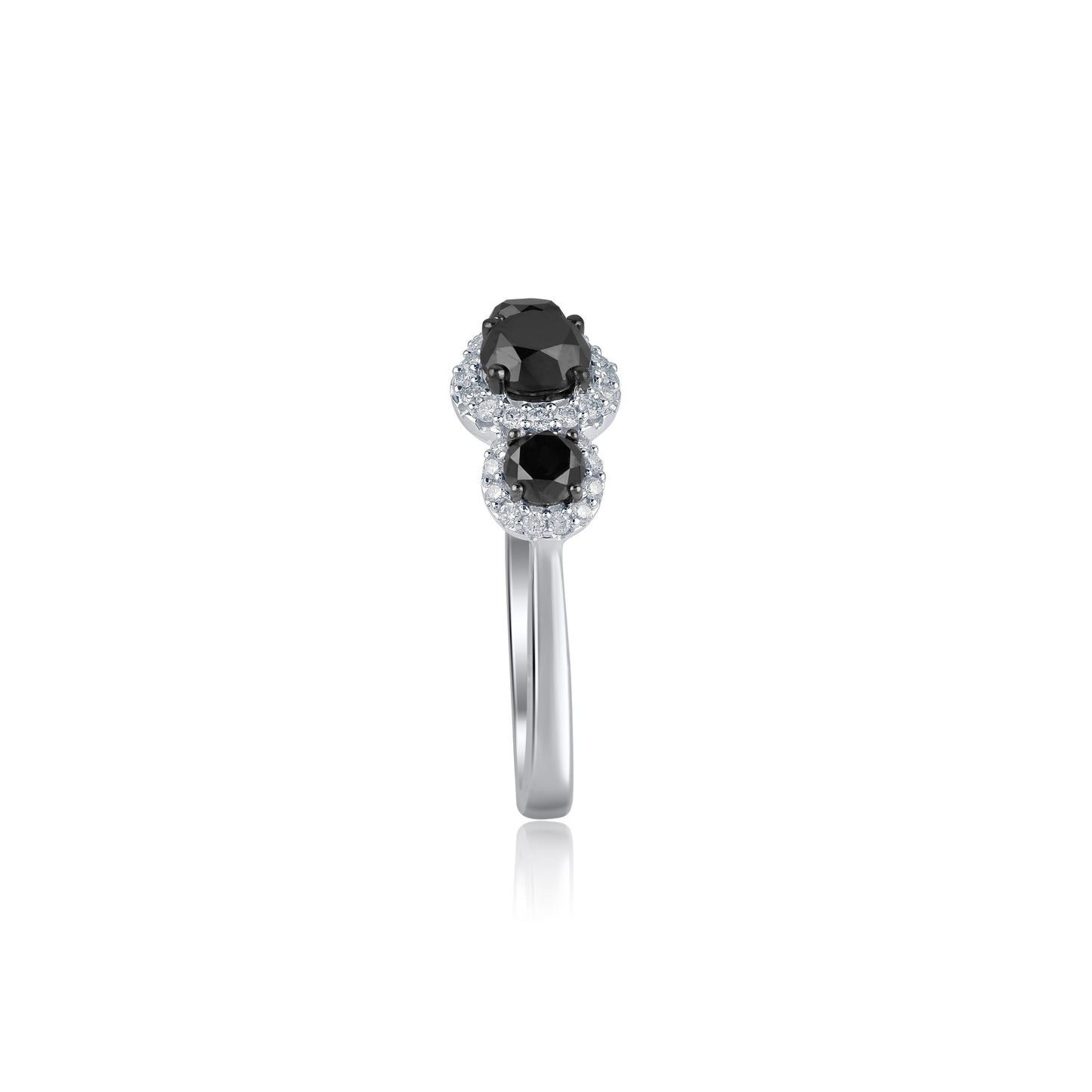 1.70 CT Three Stone Black Diamond Ring in 10KT Gold