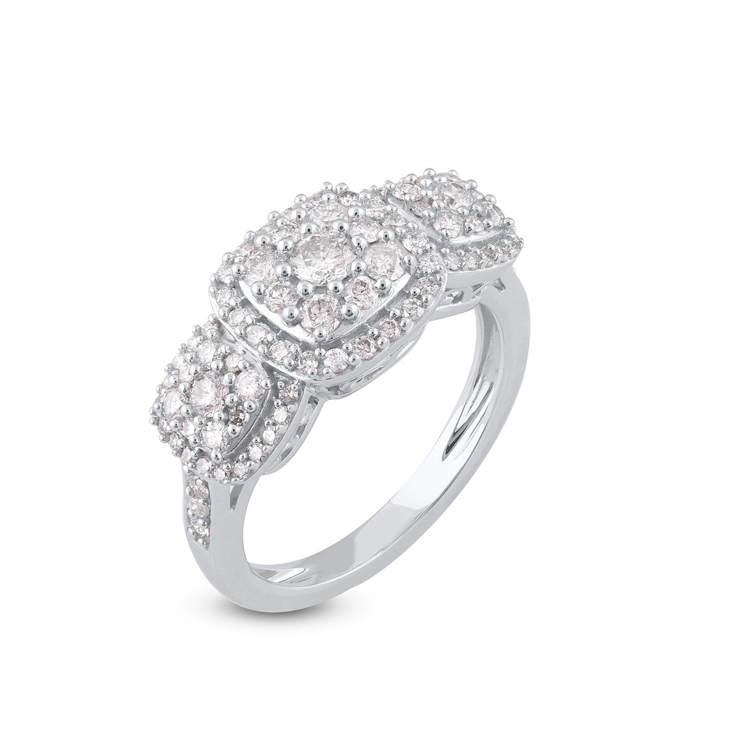 1.00 CT Three-Stone Cluster Diamond Ring in 14KT White Gold