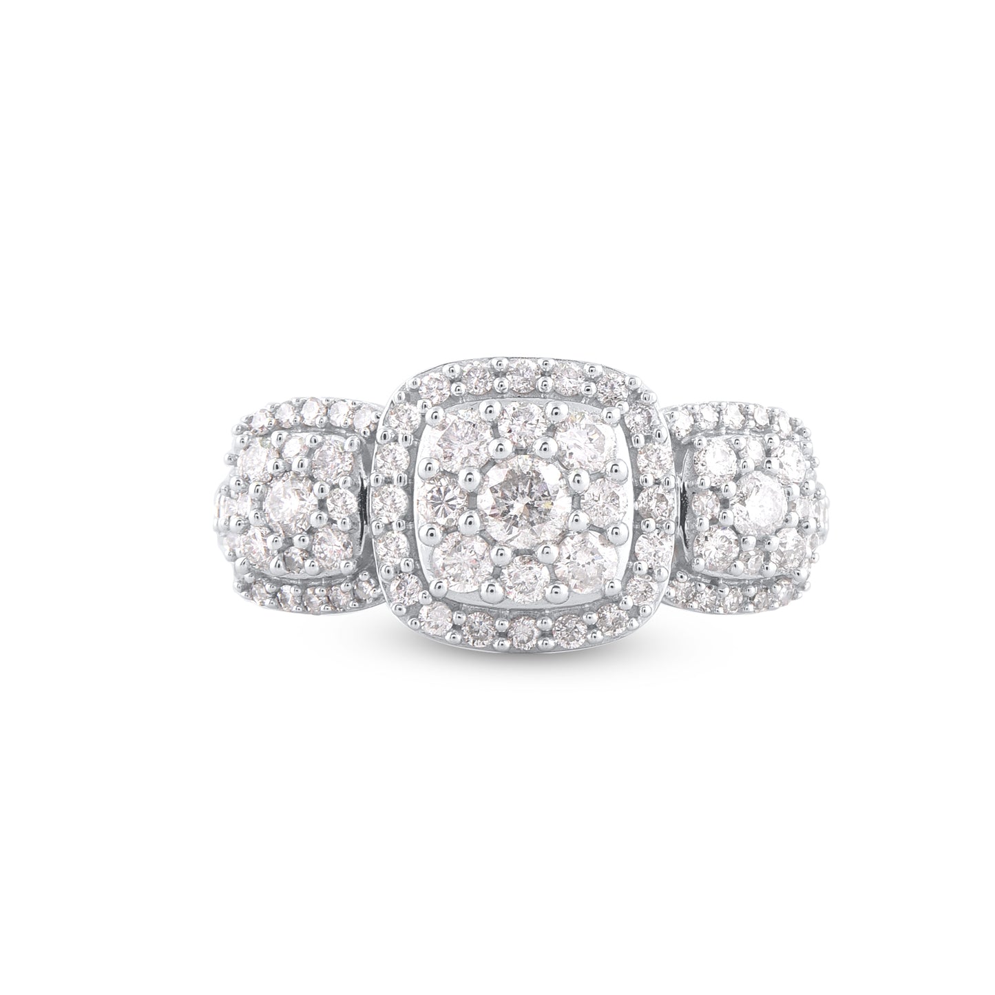 1.00 CT Three-Stone Cluster Diamond Ring in 14KT White Gold