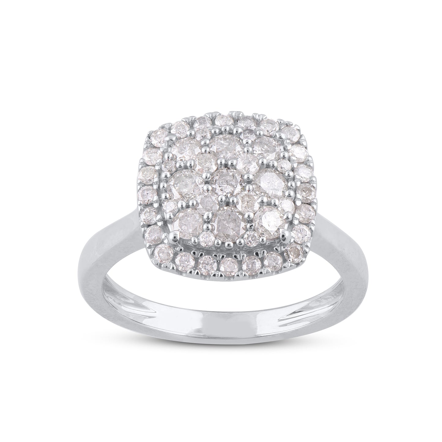 Cushion-Shape Cluster Flower Engagement Ring in 10k Gold