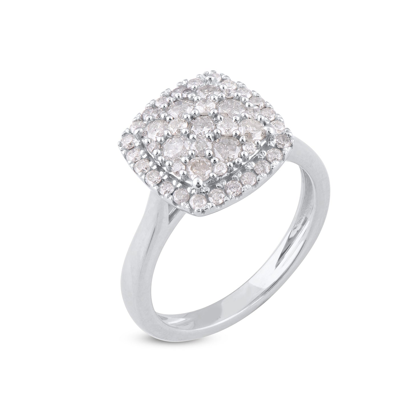 Cushion-Shape Cluster Flower Engagement Ring in 10k Gold