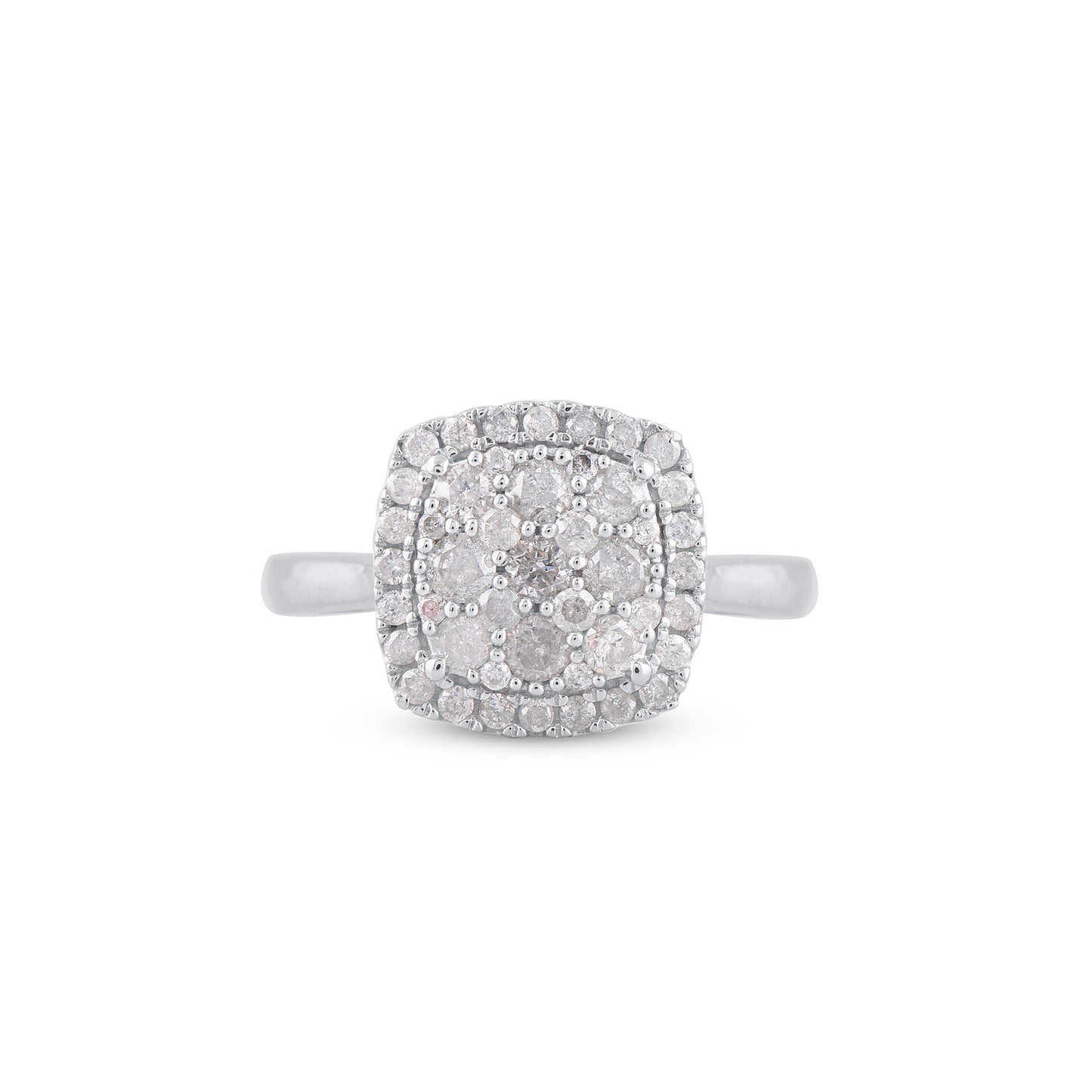Cushion-Shape Cluster Flower Engagement Ring in 10k Gold