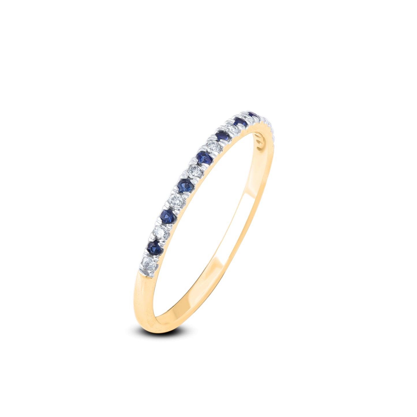 Diamond and Blue Sapphire Stackable Band Ring in 10K Gold