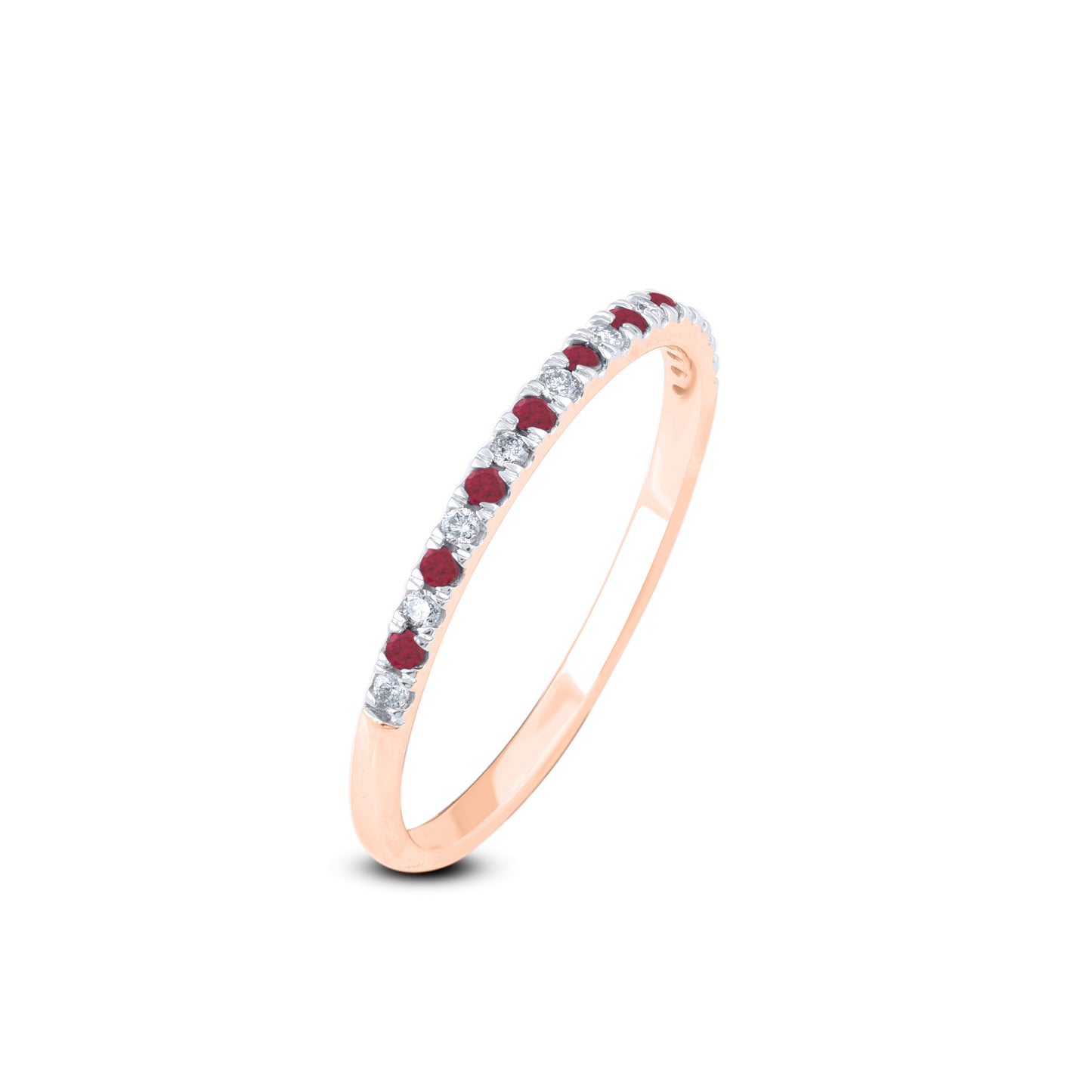 0.10 CT Diamond & Ruby Stacking Ring 10KT Gold