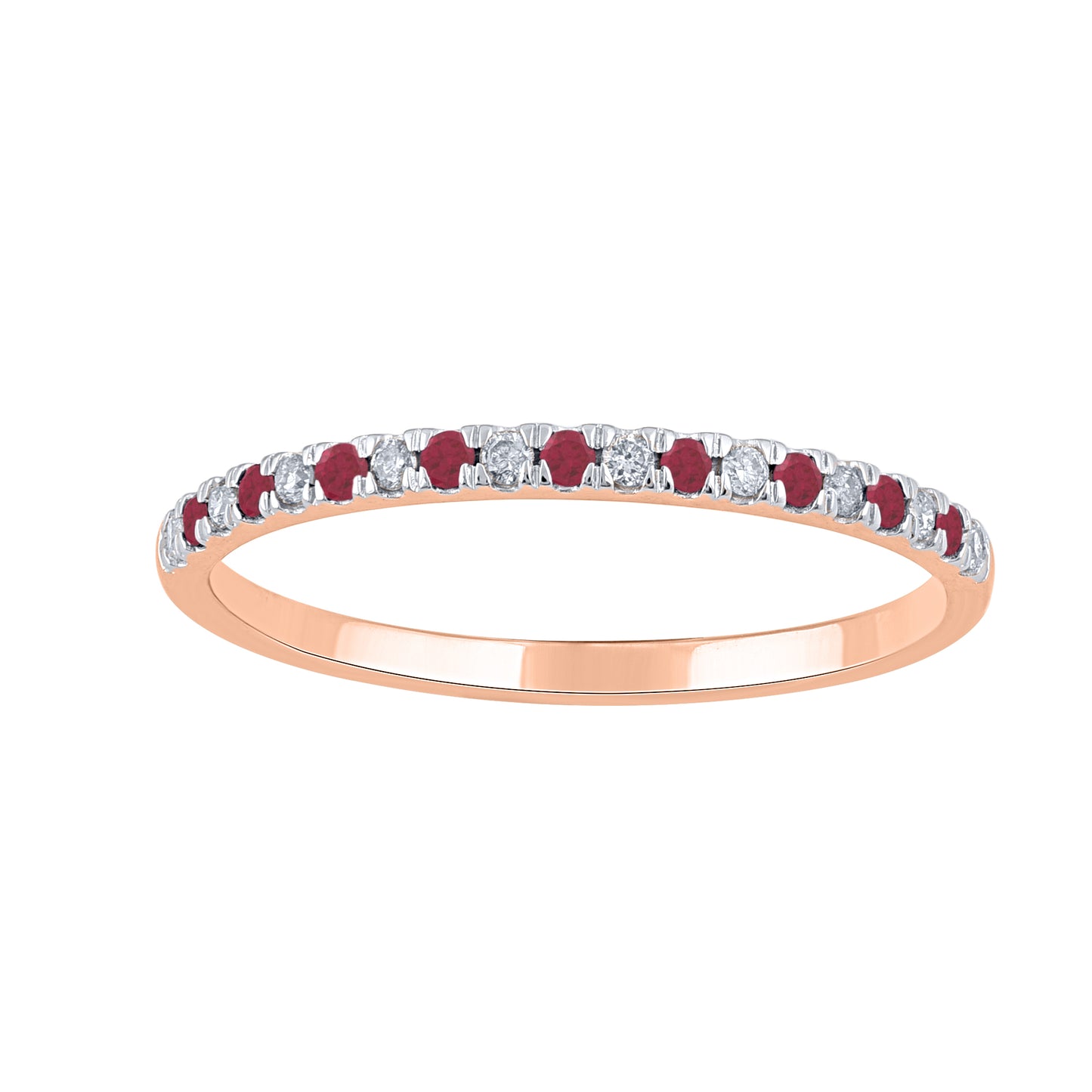 0.10 CT Diamond & Ruby Stacking Ring 10KT Gold