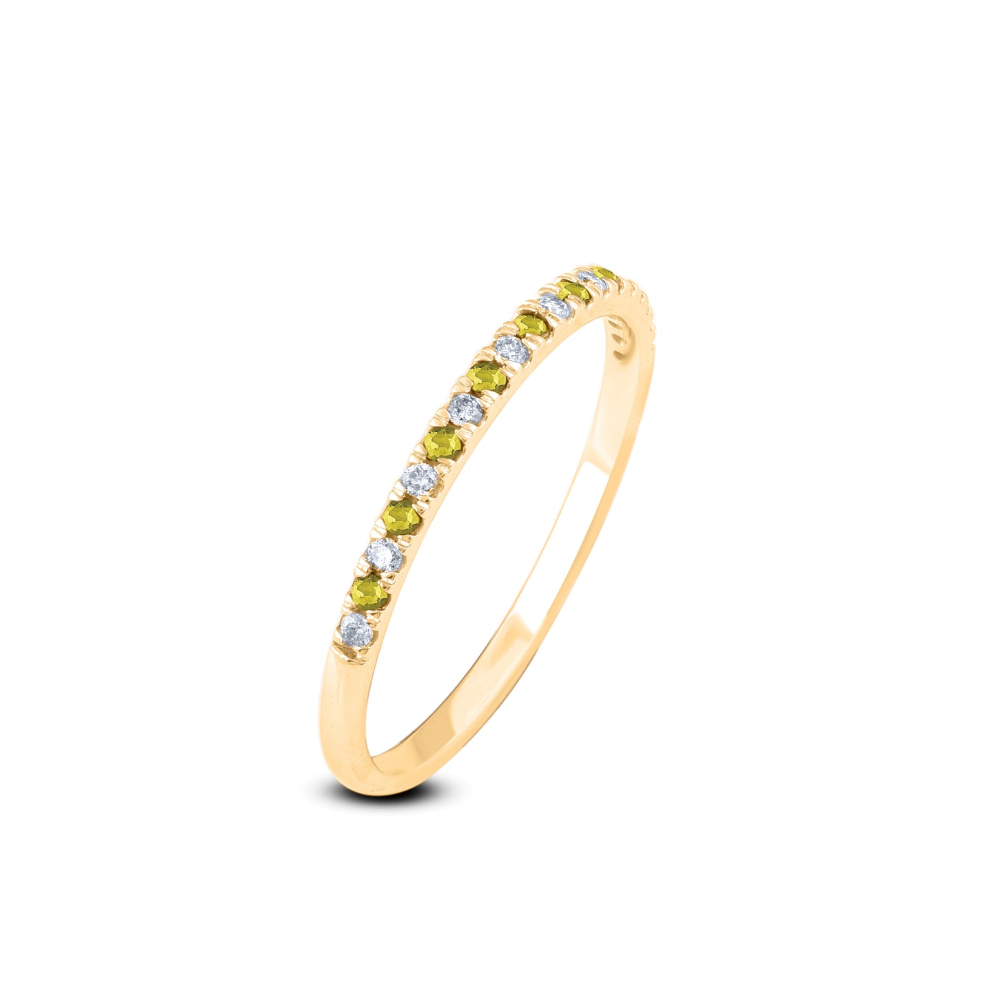 Diamond and Yellow Sapphire Stackable Band Ring in 10K Gold