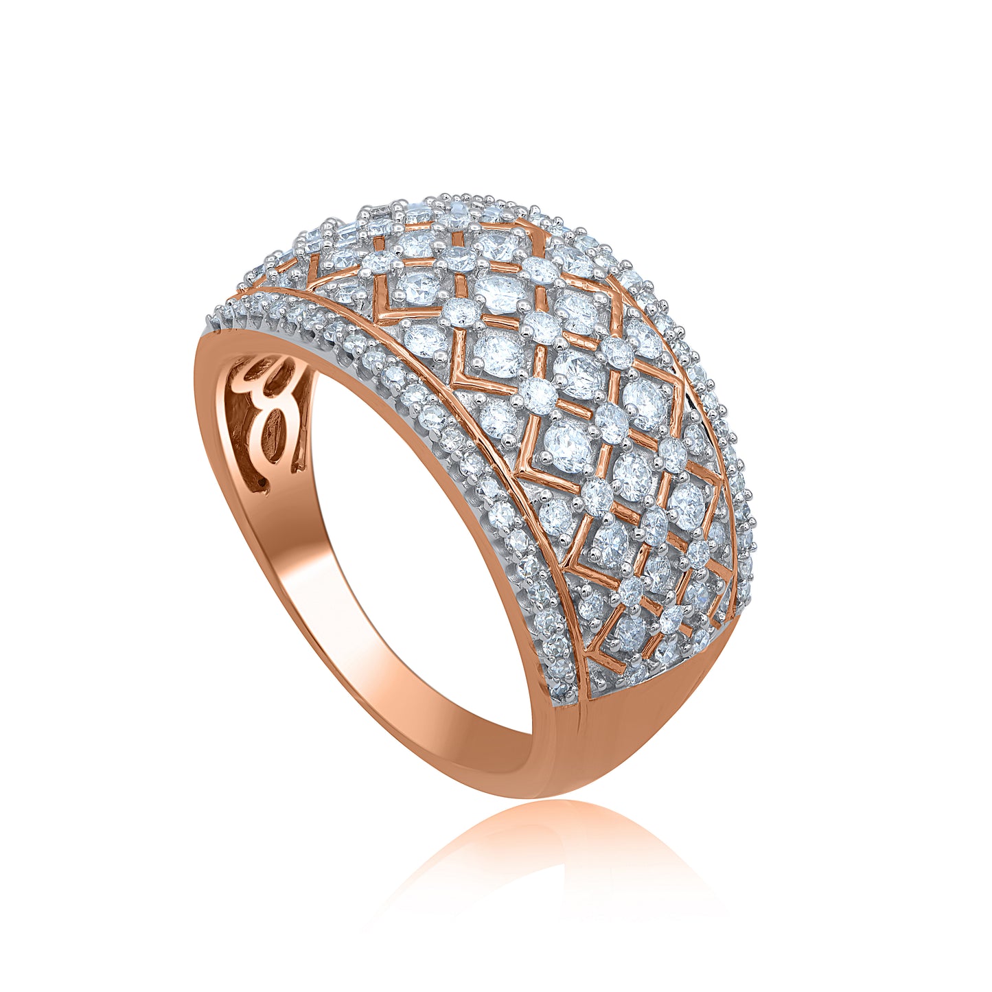 Natural Diamond Multi Row Wedding Band Ring in 14kt Gold