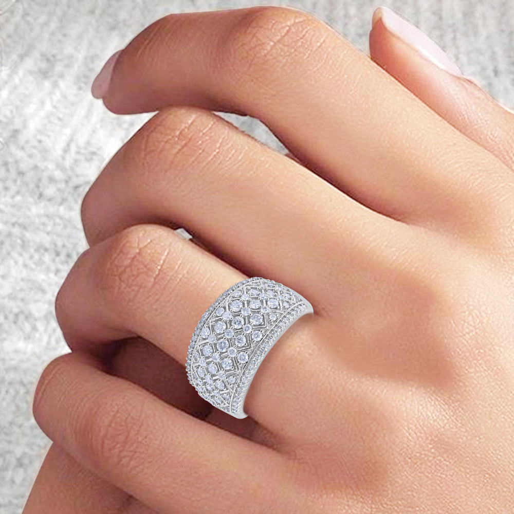 Natural Diamond Multi Row Wedding Band Ring in 14kt Gold