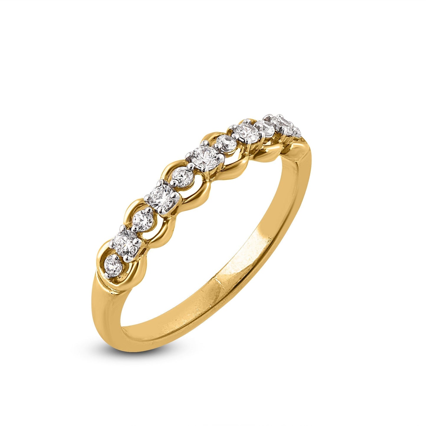 Half Eternity Wedding Band in 10K Yellow Gold