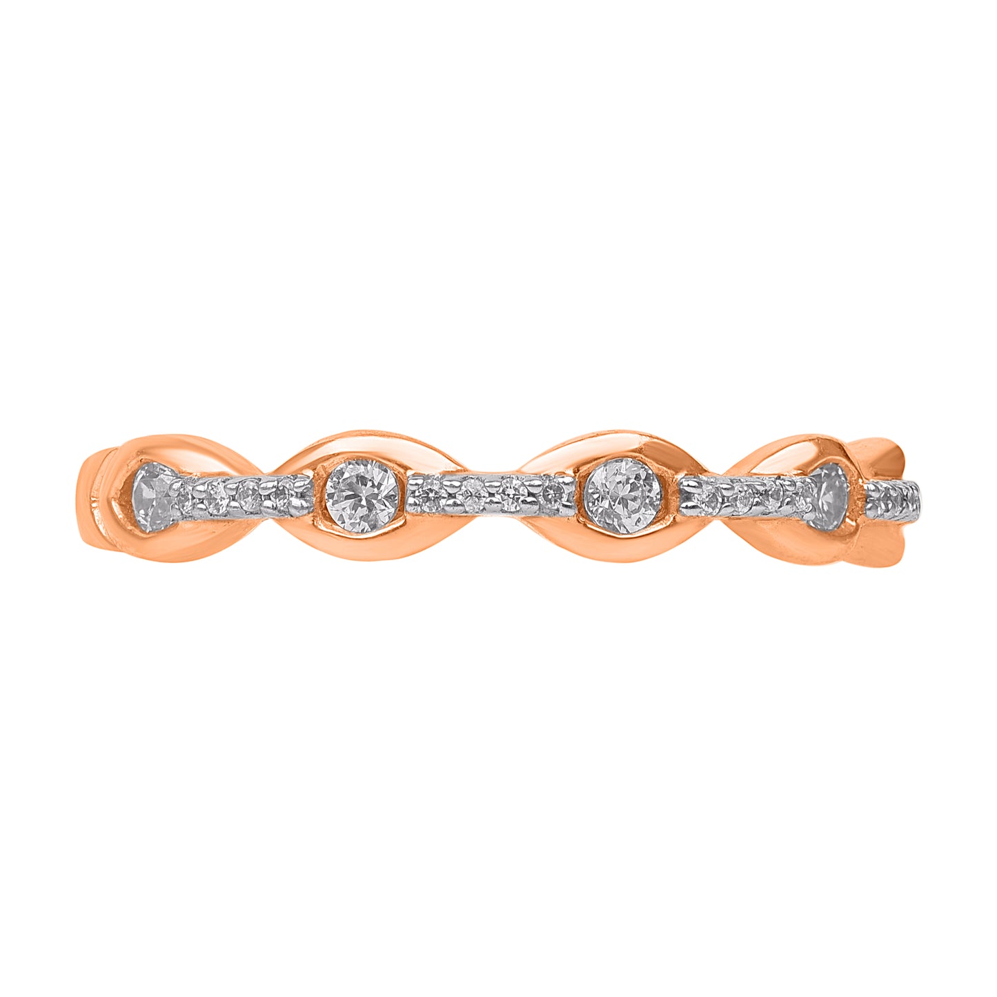 0.20 Carat Natural Diamond Wedding Band Ring in 14K Rose Gold