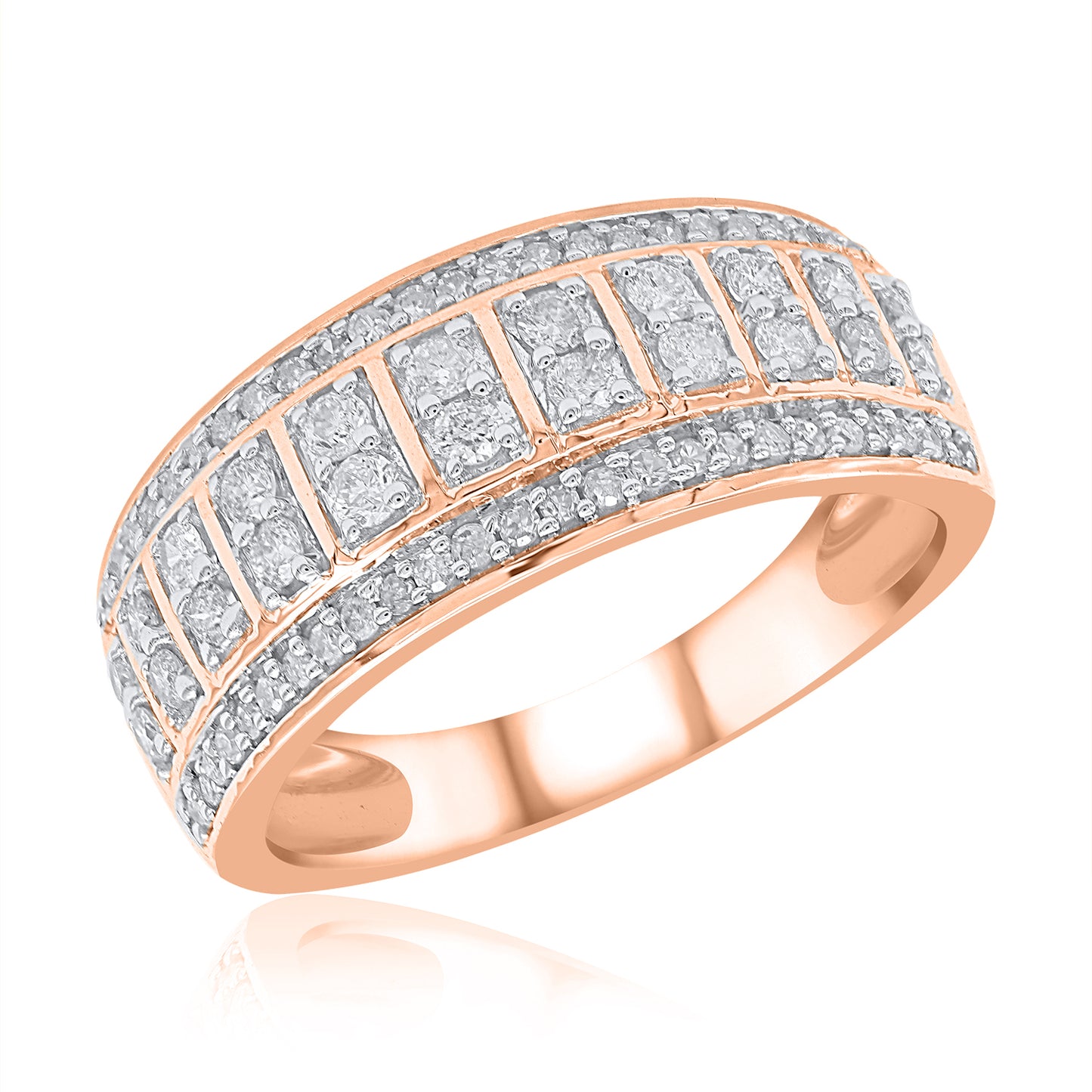 Multi-Row Wedding Band Ring in 10K Gold