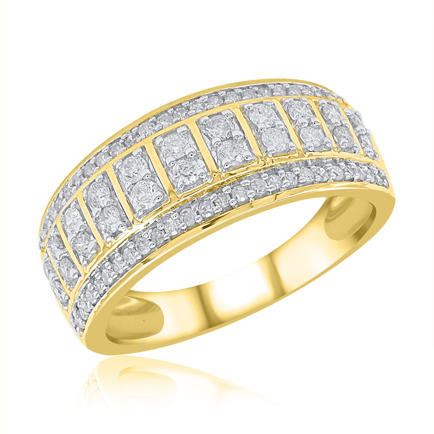 Multi-Row Wedding Band Ring in 10K Gold