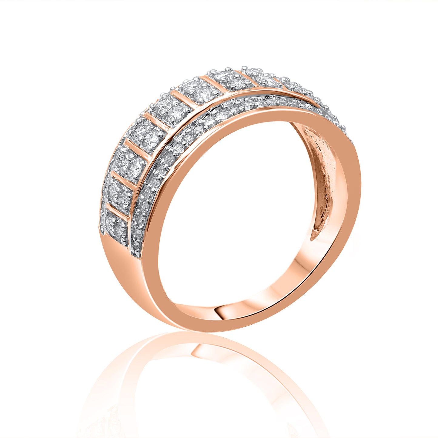 Multi-Row Wedding Band Ring in 10K Gold
