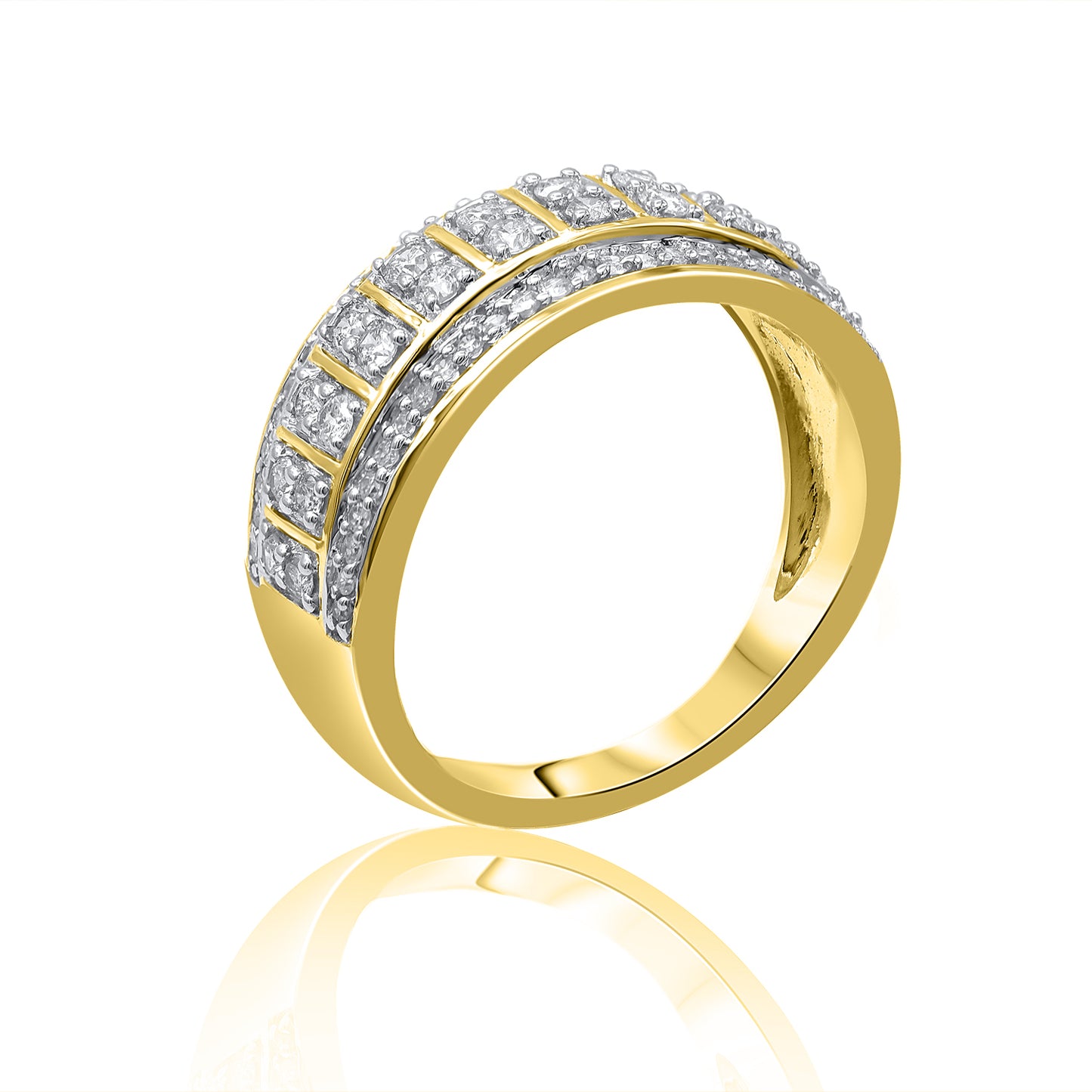 Multi-Row Wedding Band Ring in 10K Gold