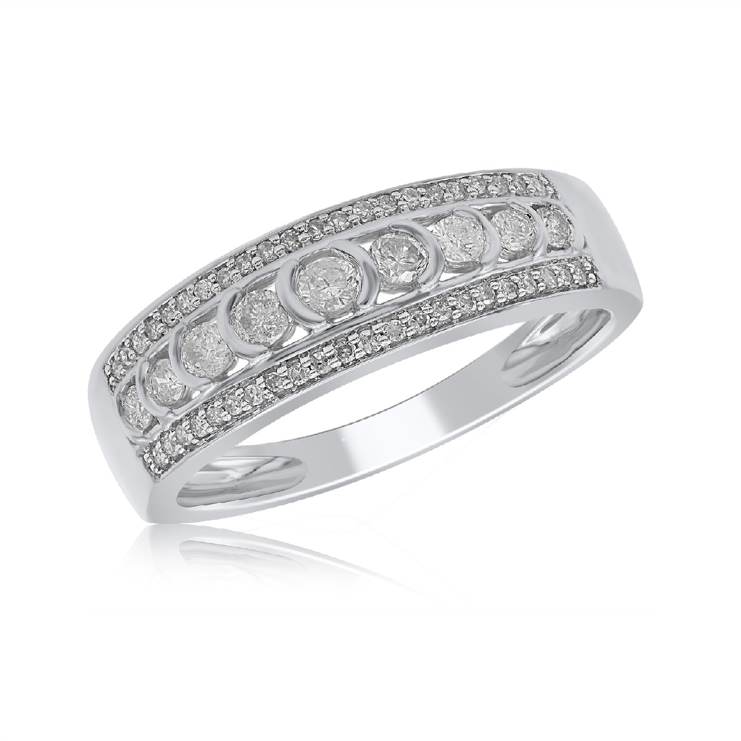 Multi Row Wedding Band in 10K Gold