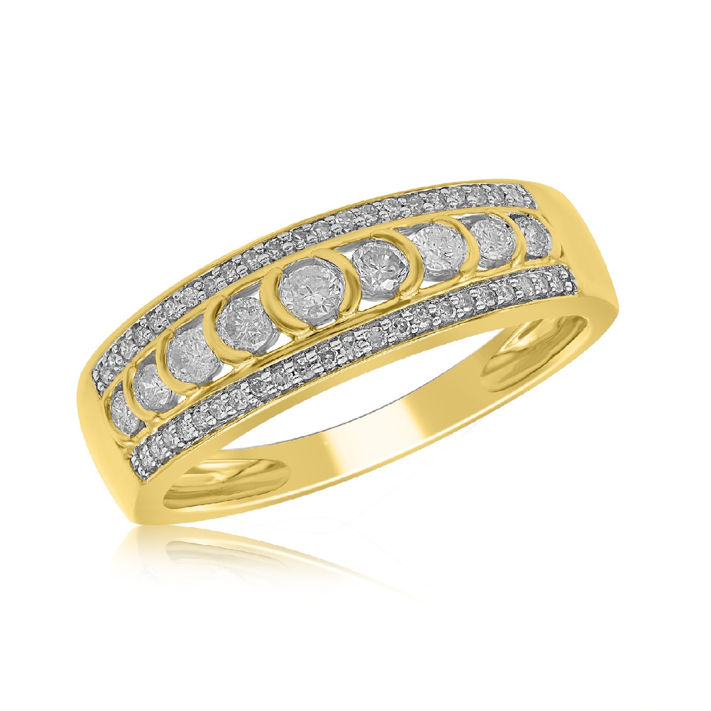 Multi Row Wedding Band in 10K Gold