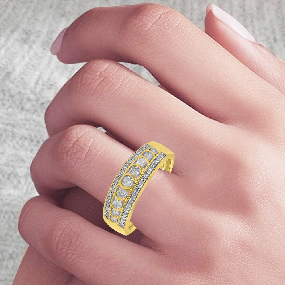 Multi Row Wedding Band in 10K Gold