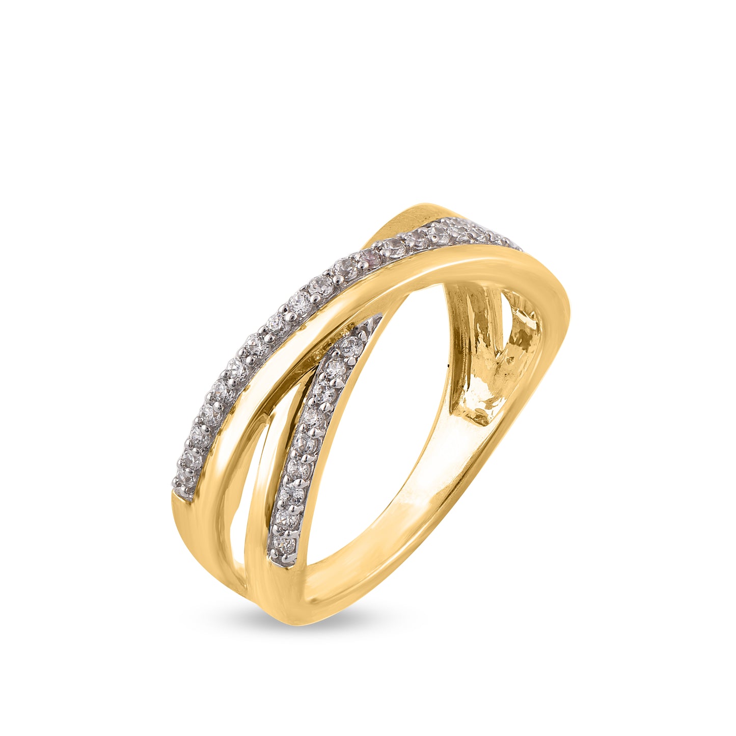 0.25 CT Criss-Cross Diamond Ring in 10KT Yellow Gold