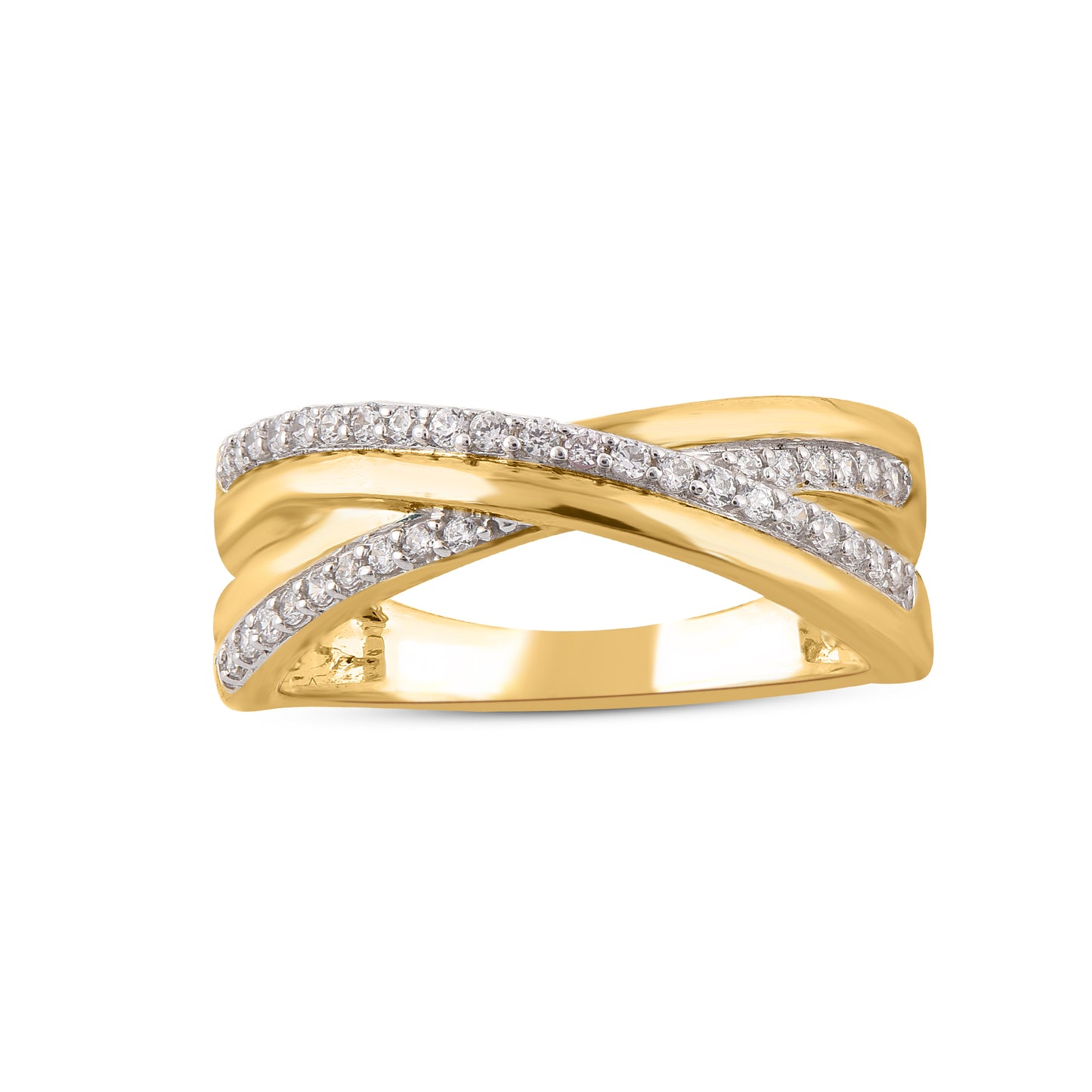 0.25 CT Criss-Cross Diamond Ring in 10KT Yellow Gold
