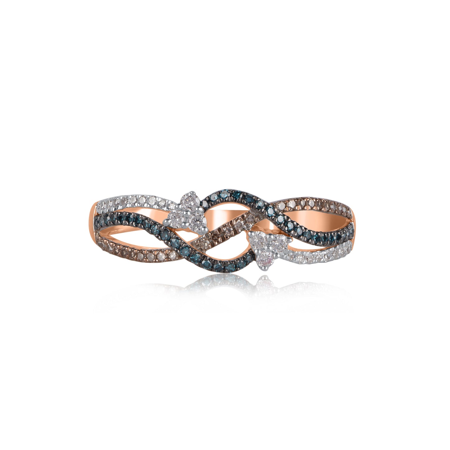 0.33 CT Natural Black & White Diamond Infinity Ring in 10KT Gold