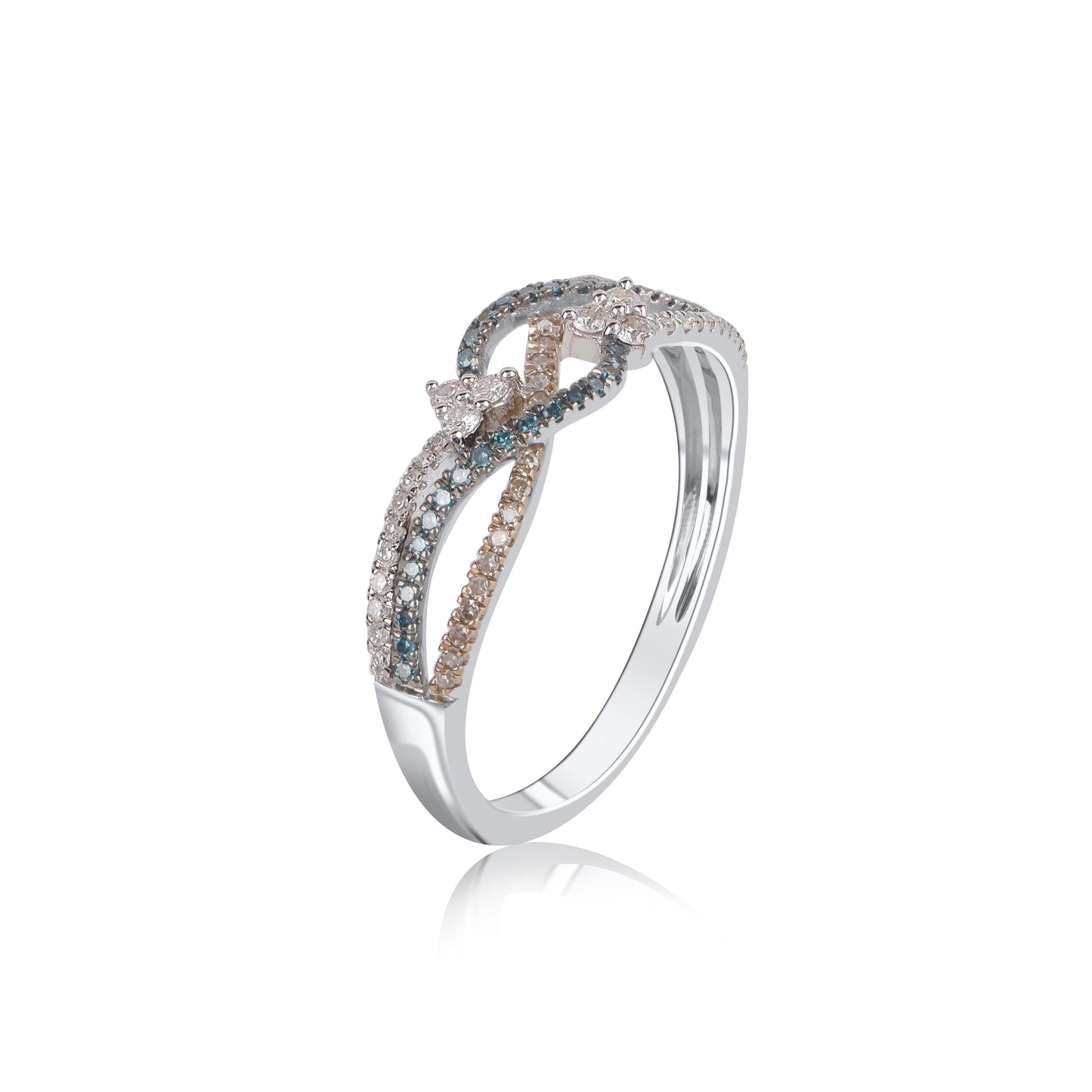 0.33 CT Natural Black & White Diamond Infinity Ring in 10KT Gold
