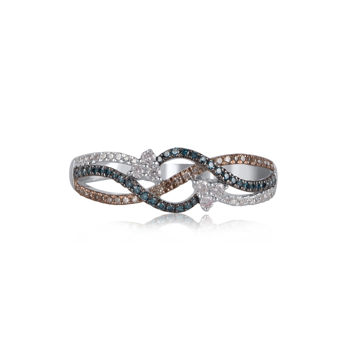 0.33 CT Natural Black & White Diamond Infinity Ring in 10KT Gold