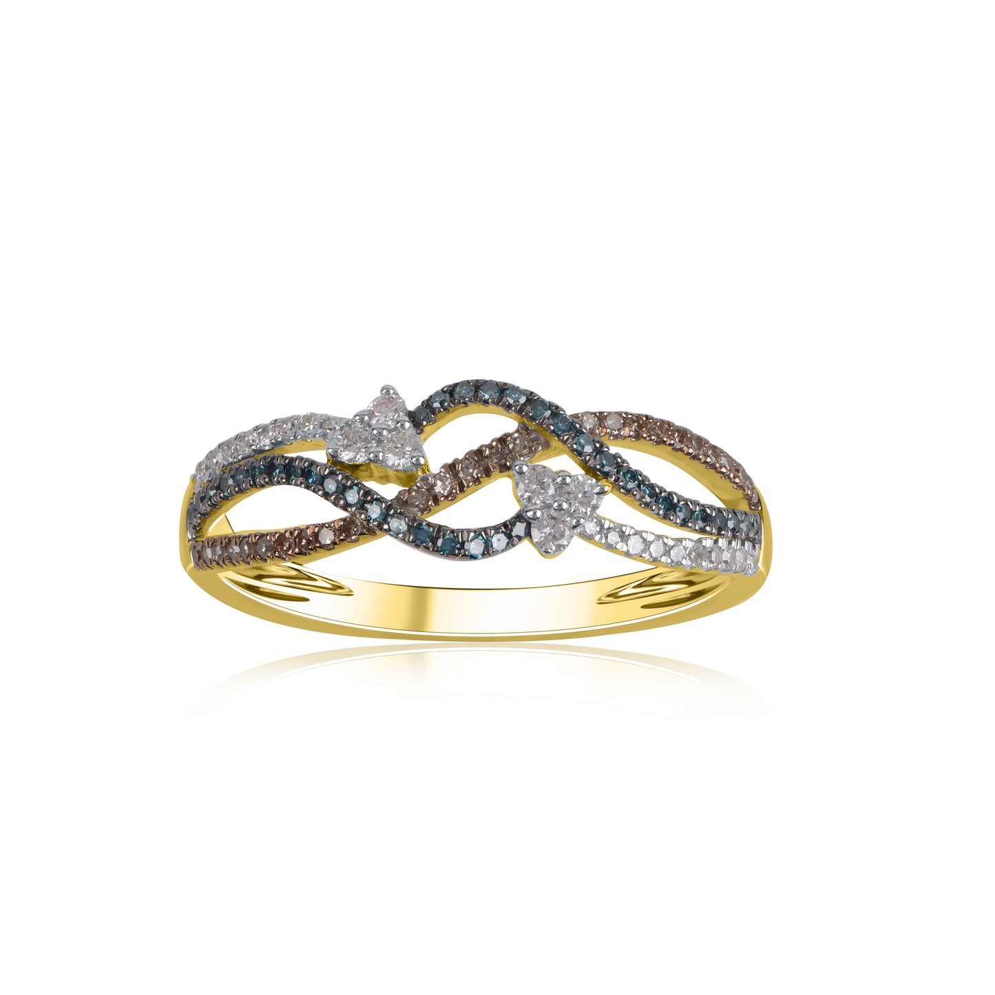 0.33 CT Natural Black & White Diamond Infinity Ring in 10KT Gold