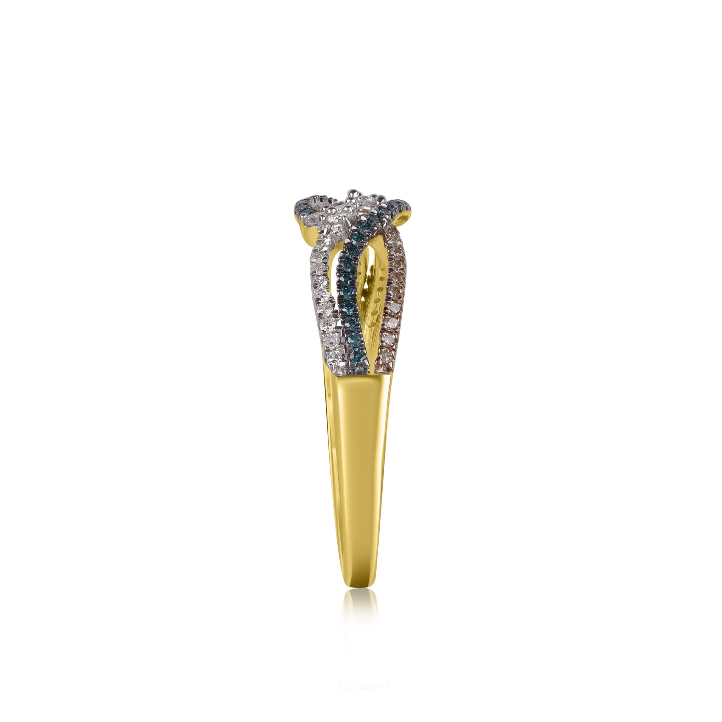 0.33 CT Natural Black & White Diamond Infinity Ring in 10KT Gold
