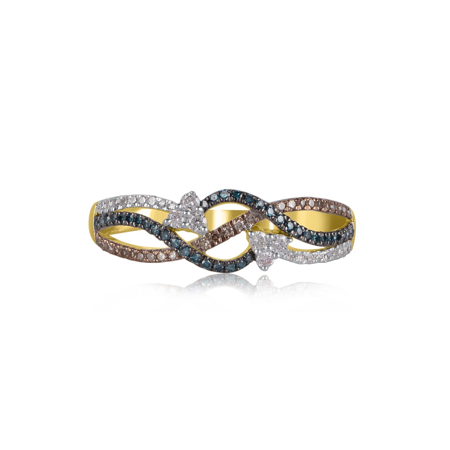0.33 CT Natural Black & White Diamond Infinity Ring in 10KT Gold