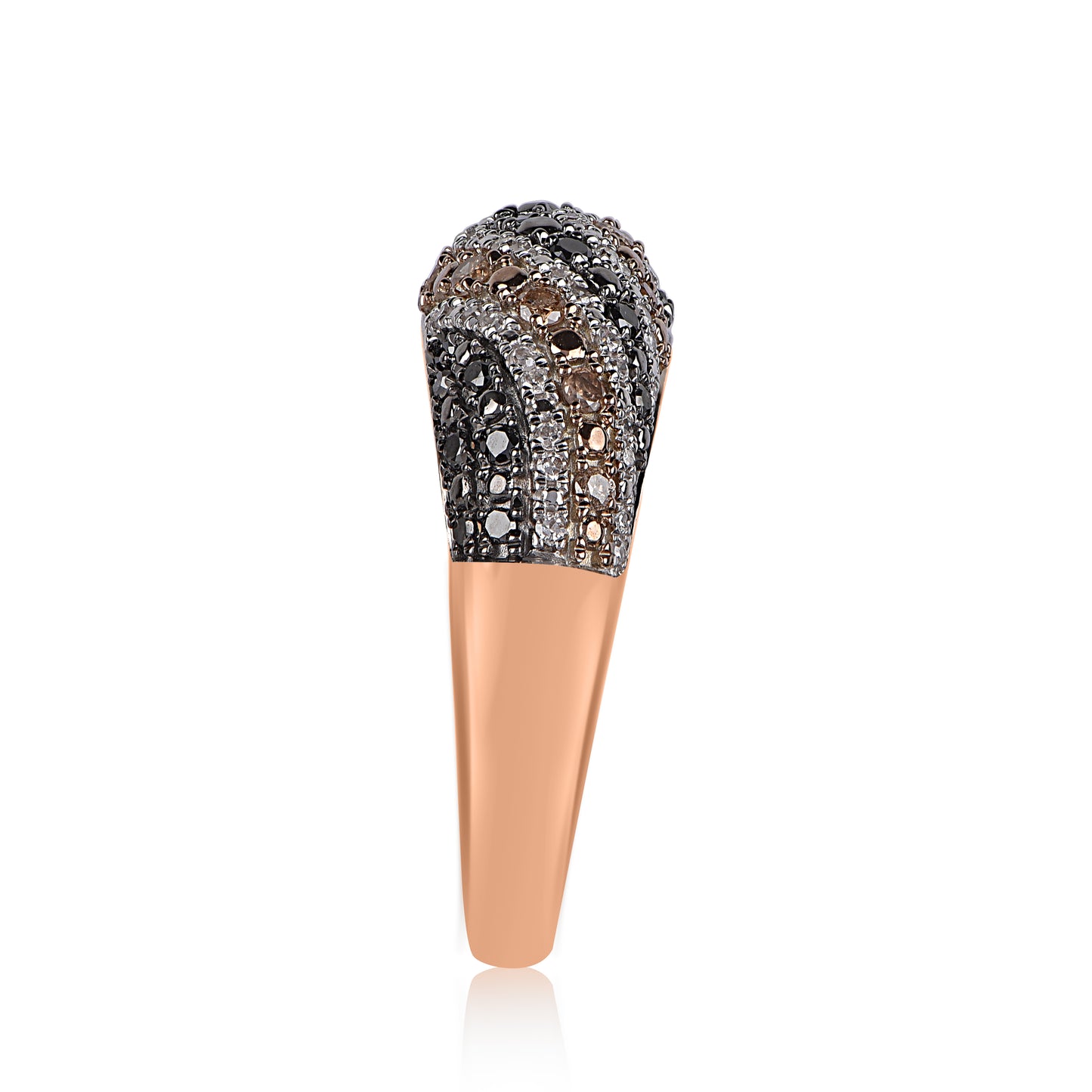 0.50 CT Cognac & Black Diamond Band Ring in 10KT Gold
