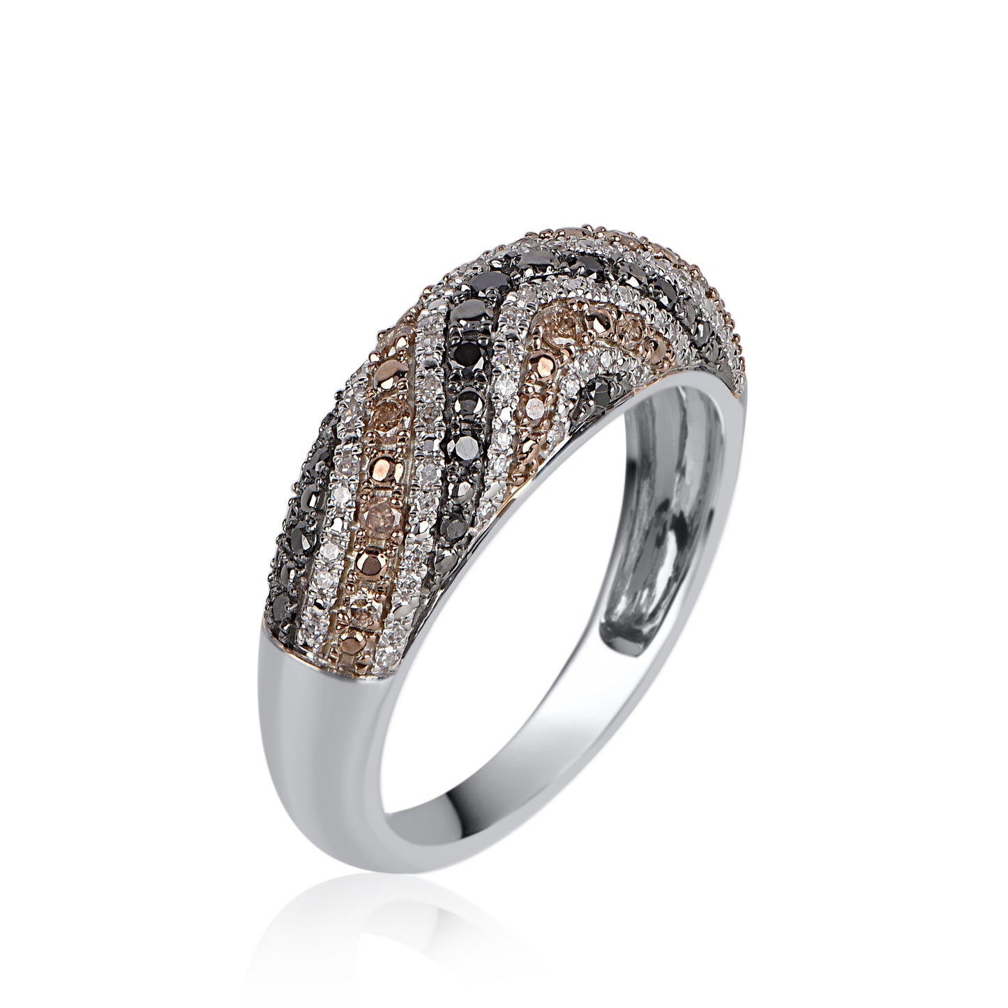 0.50 CT Cognac & Black Diamond Band Ring in 10KT Gold