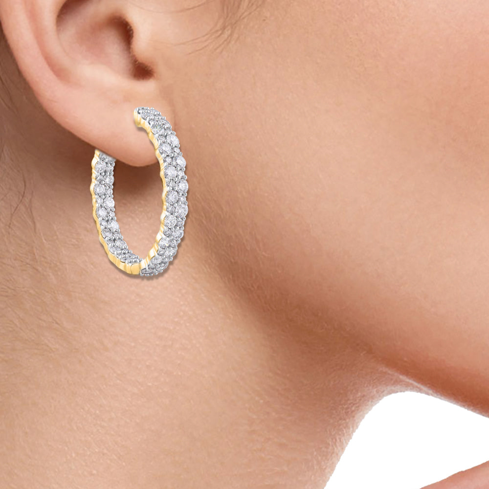 Two Lines Hoop Earrings in 14KT Gold