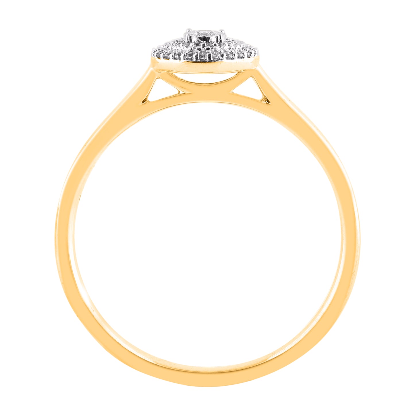 0.13 Carat Natural Diamond 14 Karat Yellow Gold Halo Engagement Ring