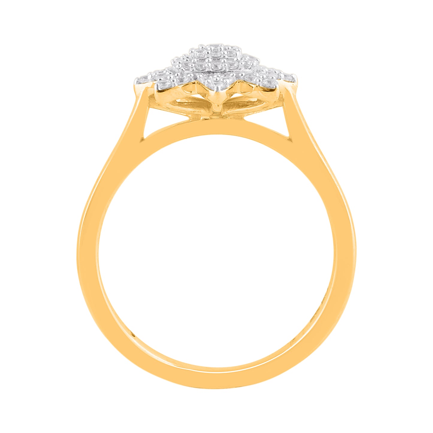 0.32 Carat Natural Diamond 14KT Yellow Gold Floral Cluster Ring