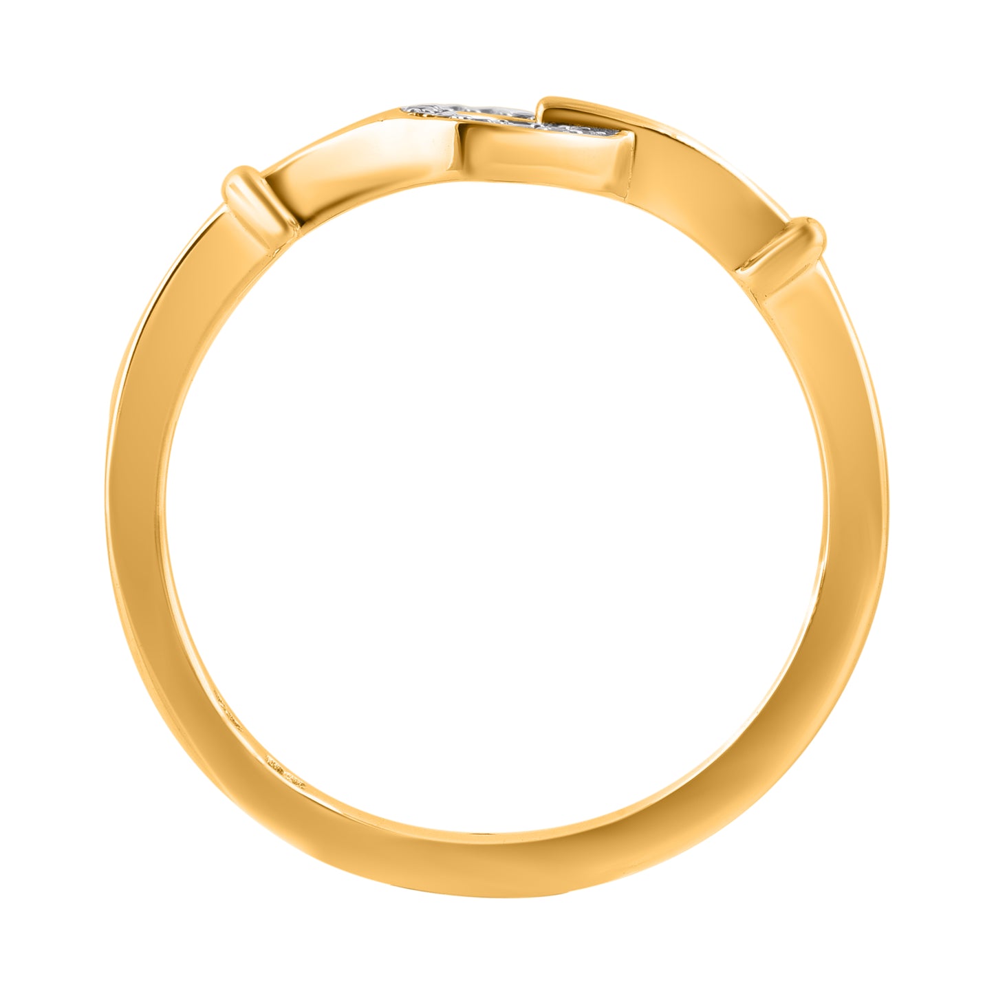 0.04 Carat Diamond Interlocking Wedding Ring in 14KT Yellow Gold