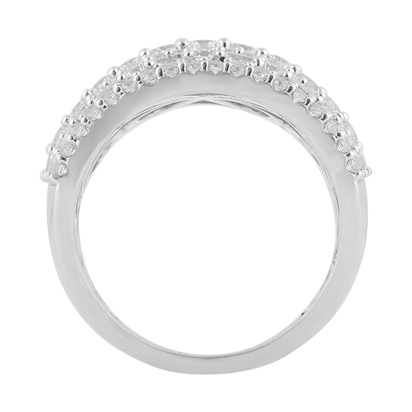 2.0 Carat Round & Baguette Diamond White Gold Multi Row Band Ring