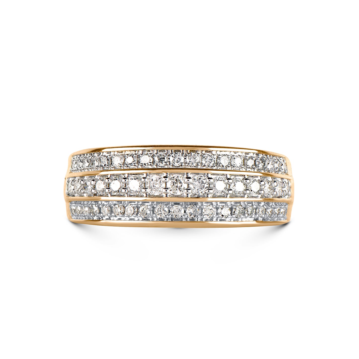 0.50 CT Multi-Row Diamond Band Ring in 10KT Gold